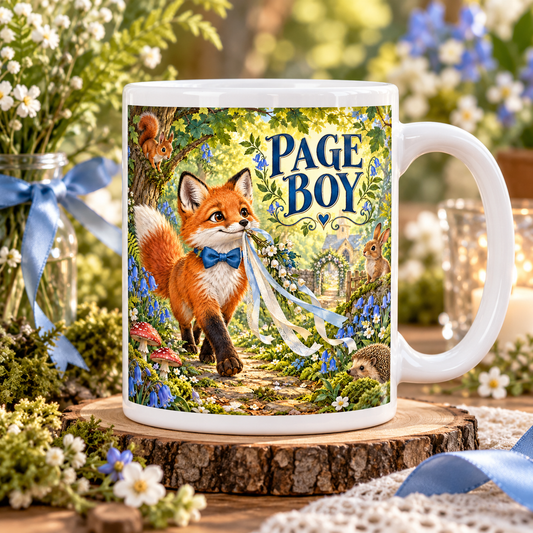 Page Boy — Woodland Adventure Wedding Mug — front design