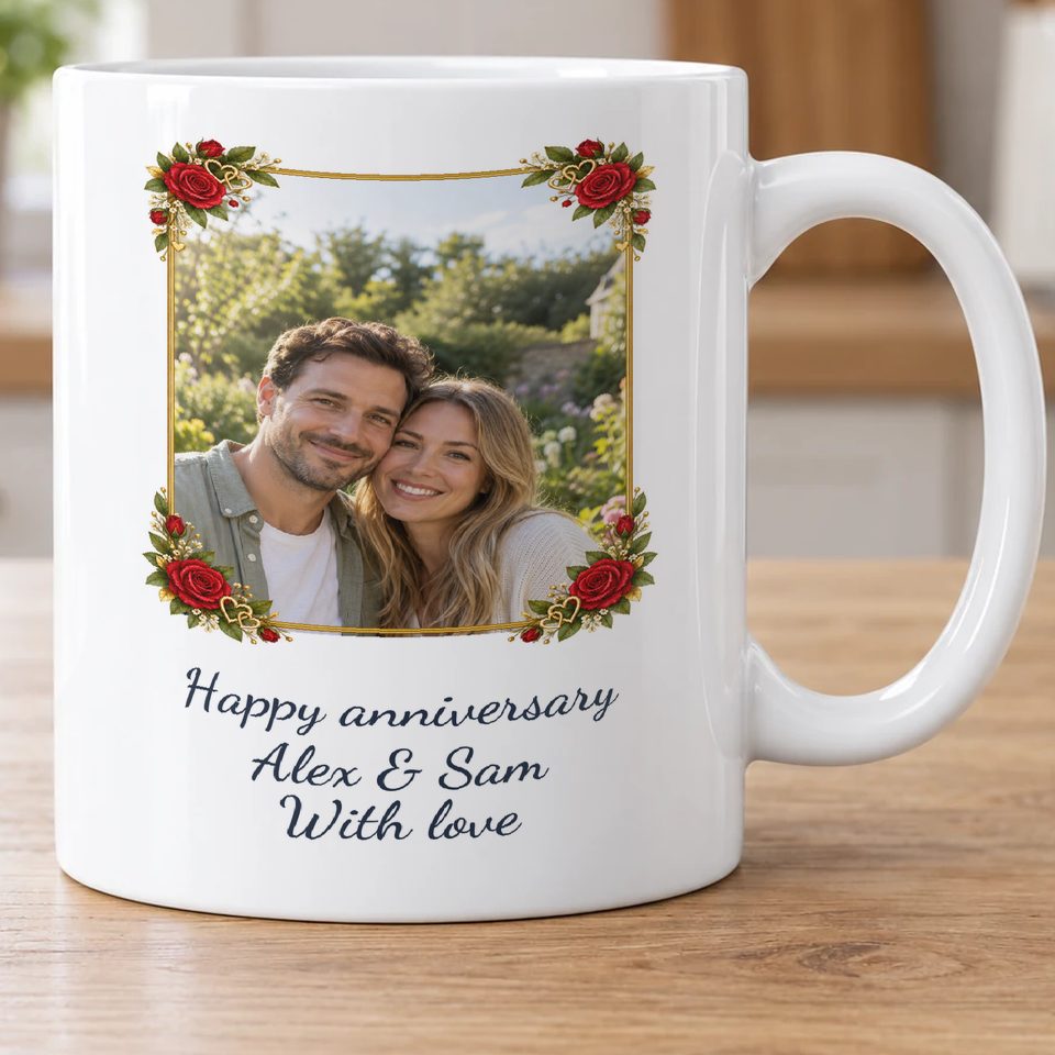 Personalised Anniversary Hearts Photo Mug — personalise with your own photo