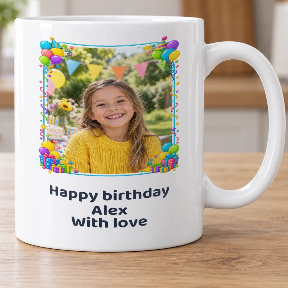Personalised Birthday Party Photo Mug — personalise with your own photo