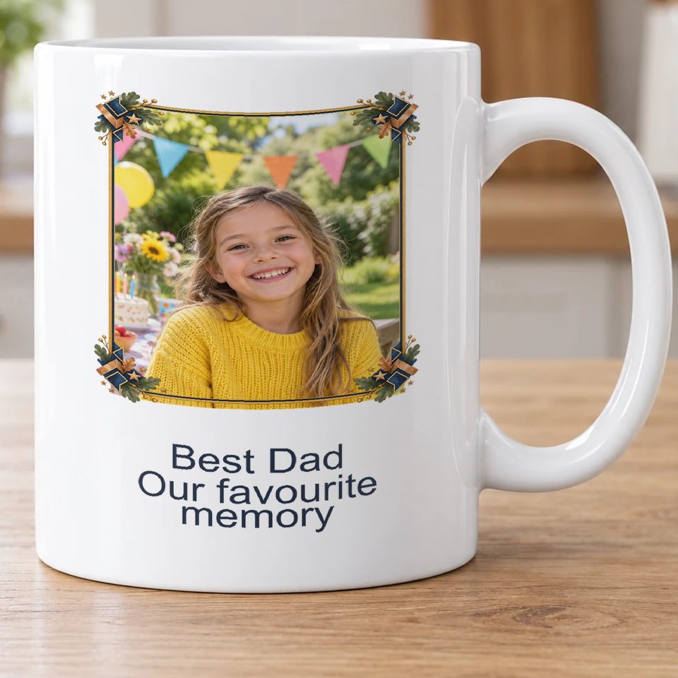 Personalised Dad Navy & Copper Photo Mug — personalise with your own photo