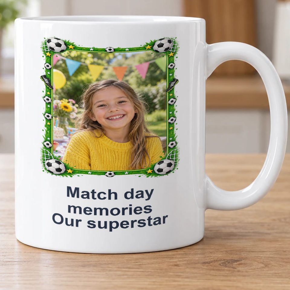 Personalised Football Fan Photo Mug — personalise with your own photo