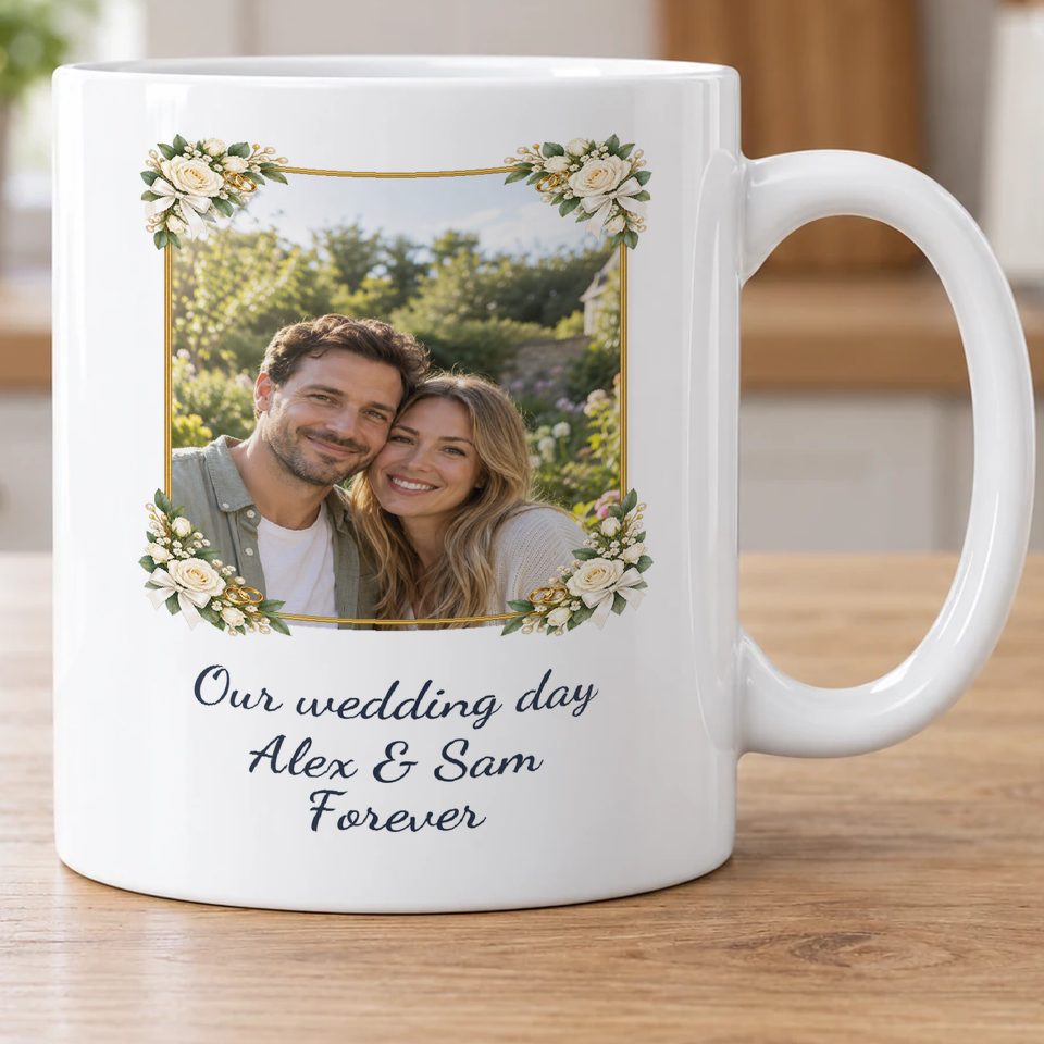 Personalised Wedding Roses Photo Mug — personalise with your own photo