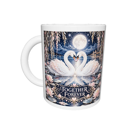 Together Forever — Moonlit Swans Mug – interactive 360 view