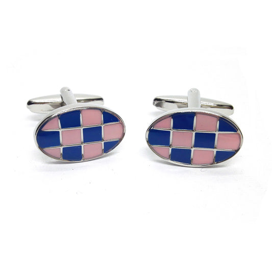 Pink & Blue Classic Oval Cufflinks | Ashton and Finch