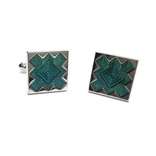 Green & Silver Classic Cufflinks | Ashton and Finch