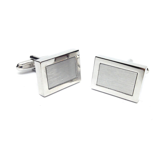 Brushed Silver Rectangular Classic Cufflinks | Ashton and Finch