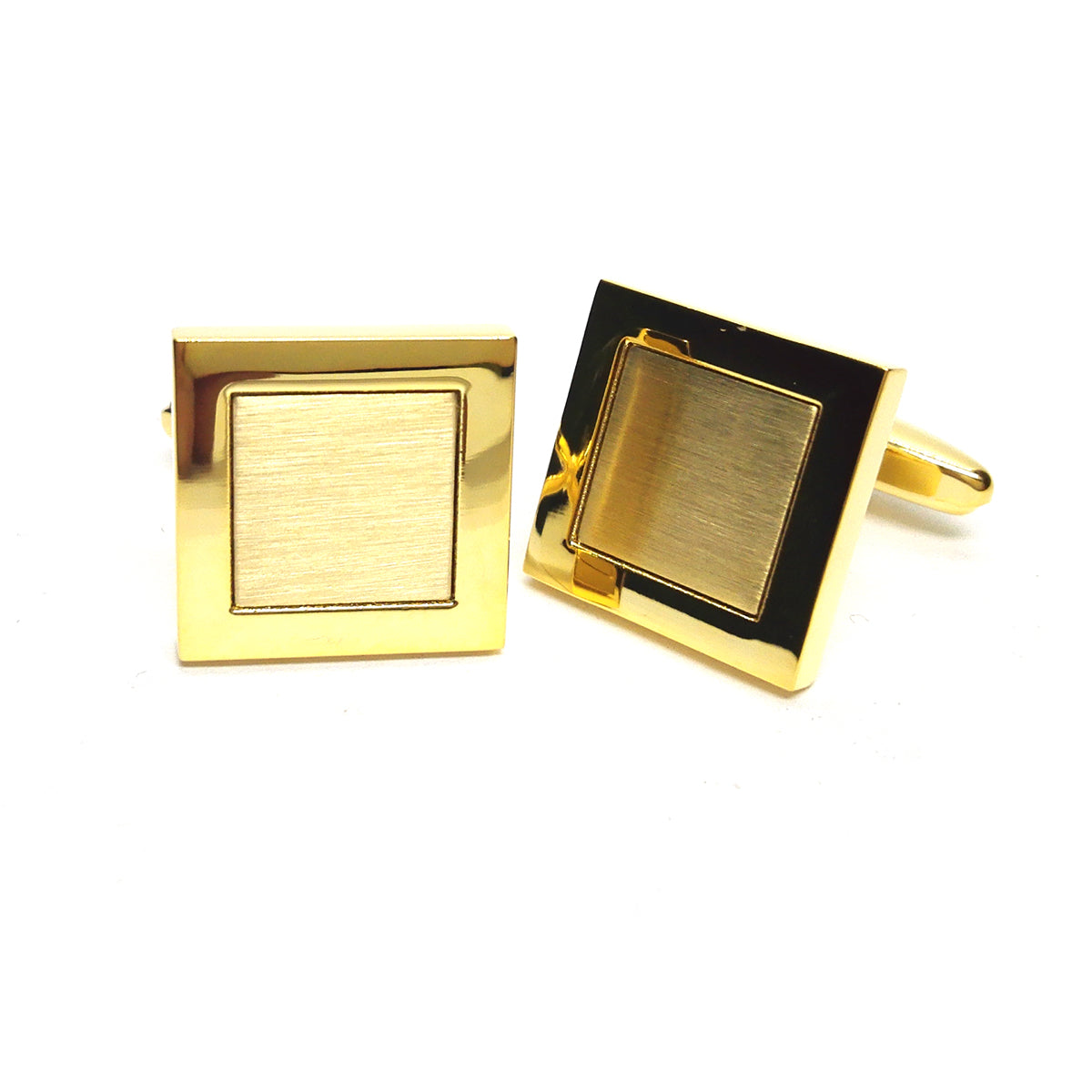Polished & Brushed Gold Plated Classic Cufflinks | Ashton and Finch