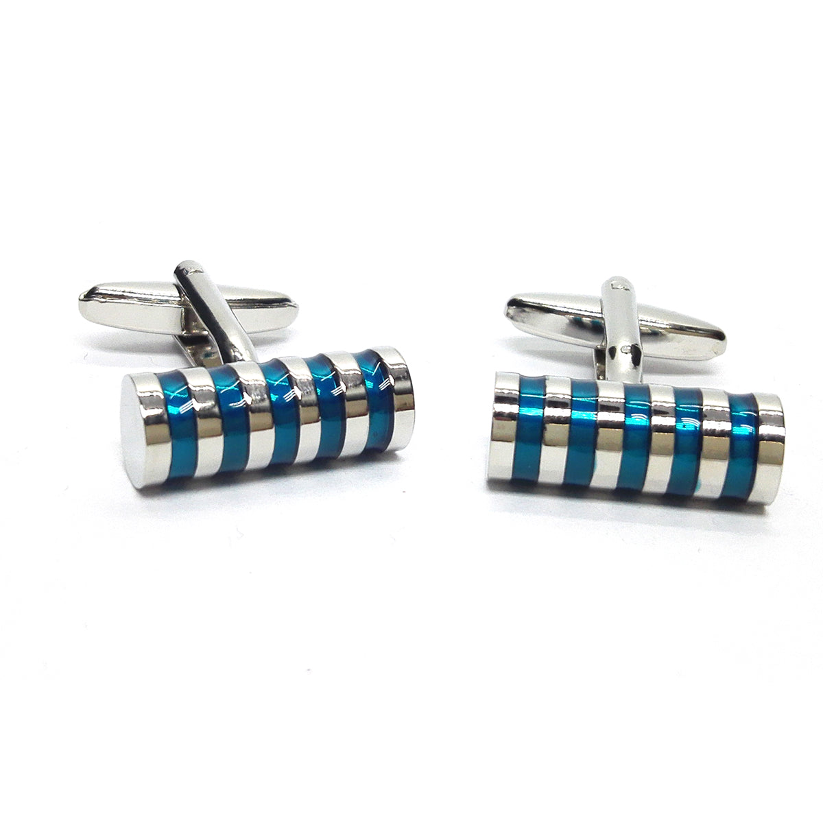 5 Blue Transparent Stripes Classics Cufflinks | Ashton and Finch