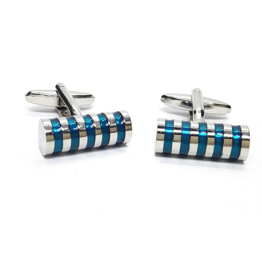 5 Blue Transparent Stripes Classics Cufflinks | Ashton and Finch