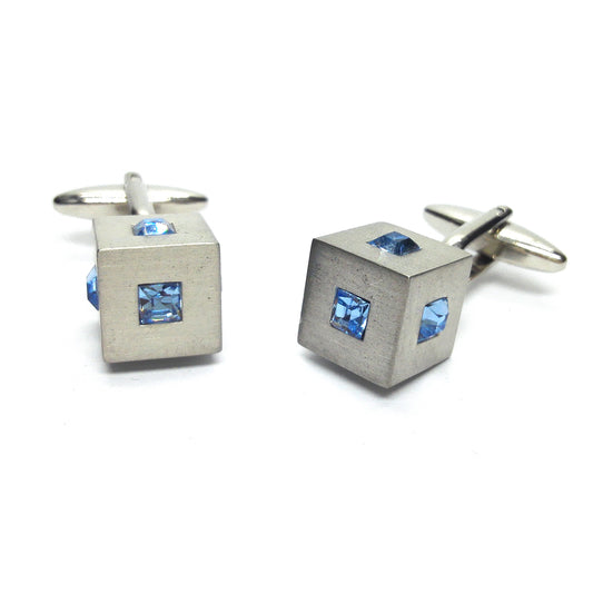 Blue Crystals Cube Classic Cufflinks | Ashton and Finch