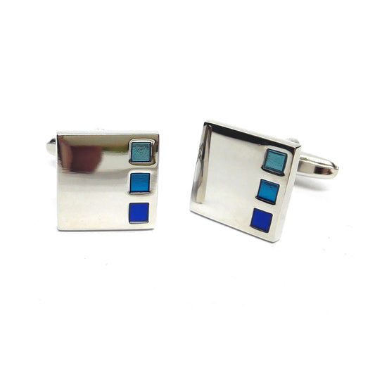 3 Blue Squares Classic Cufflinks | Ashton and Finch