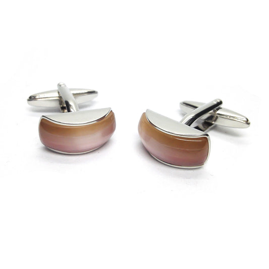 Acrylic Pink Curved Classic Cufflinks | Ashton and Finch