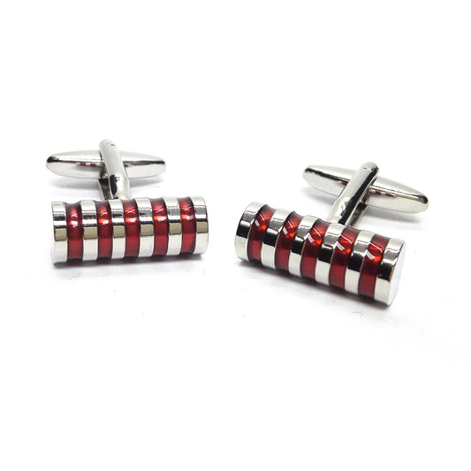 4 Red Transparent Stripes Classic Cufflinks | Ashton and Finch