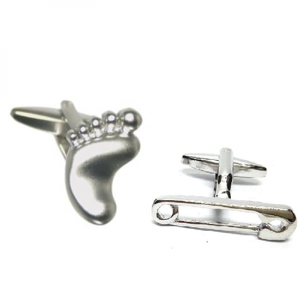 Christening Baby Feet & Safety Pin mixed pair of cufflinks | Ashton and Finch