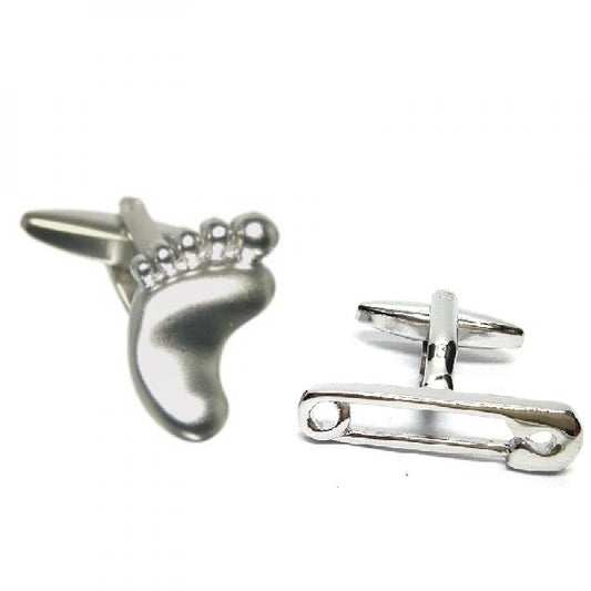 Christening Baby Feet & Safety Pin mixed pair of cufflinks | Ashton and Finch