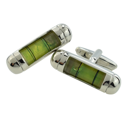 Green Spirit Level Builders Carpenters Cufflinks | Ashton and Finch