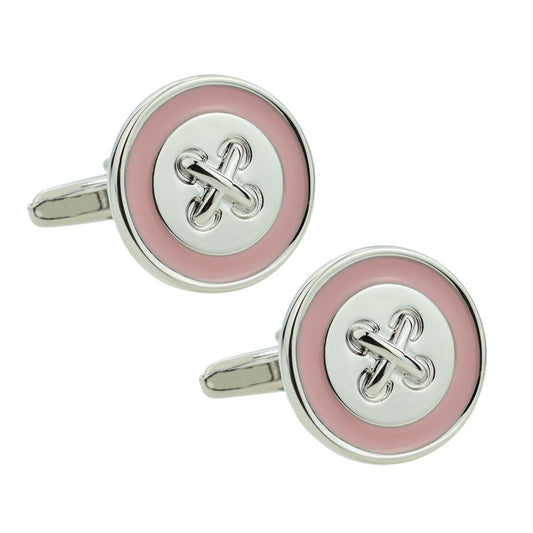 Stiched Button Cufflinks - Pink | Ashton and Finch