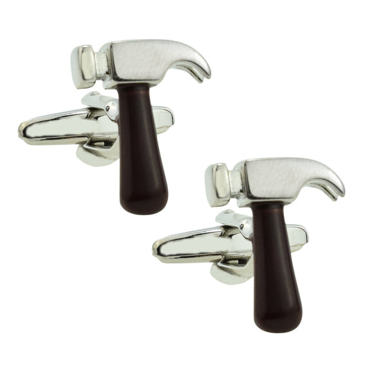 Brown Handled Hammer Handyman Tool Cufflinks | Ashton and Finch