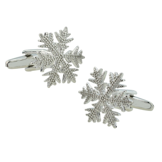 Silver Coloured Snowflake Christmas Cufflinks | Ashton and Finch