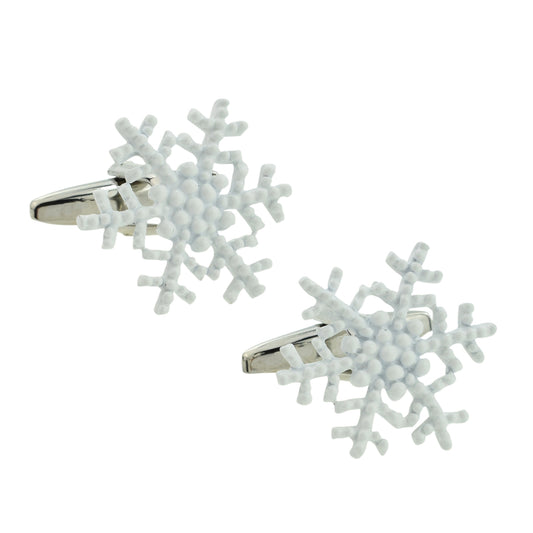 White Snowflake Christmas Winter Cufflinks | Ashton and Finch