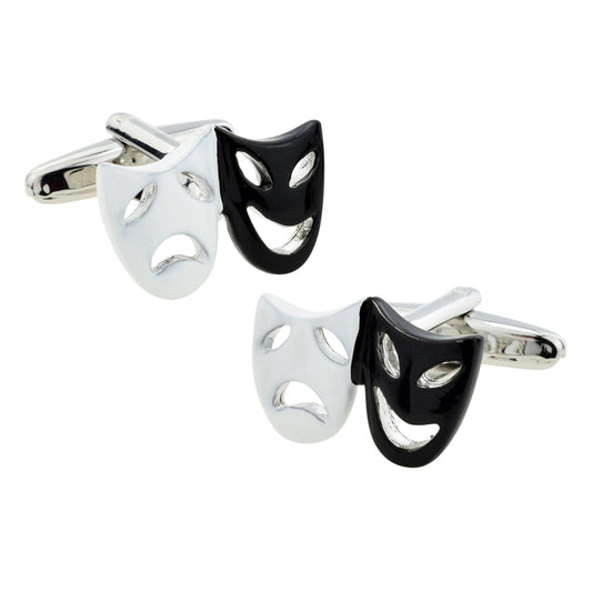 Black & White Theatre Opera Masks Music Drama Cufflinks | Ashton and Finch