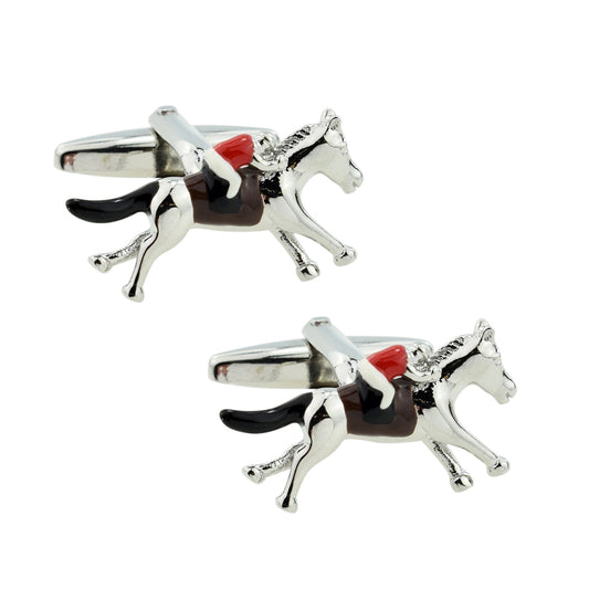 Race Horse with Colourful Jockey Equestrian Cufflinks | Ashton and Finch