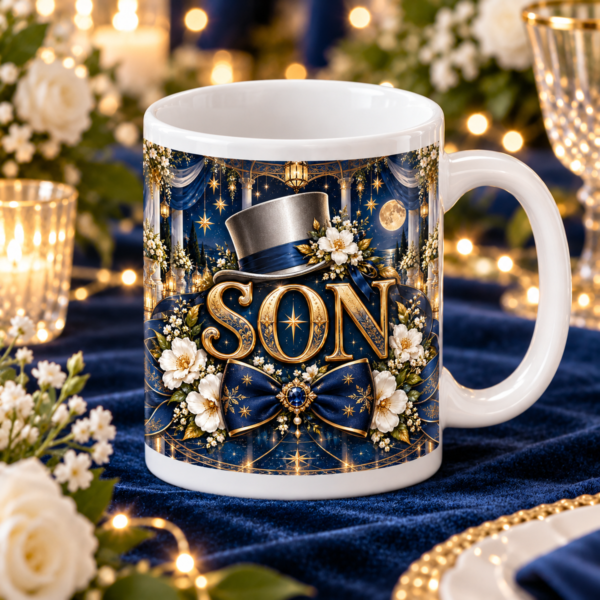 Son — Starlight Wedding Mug — design detail