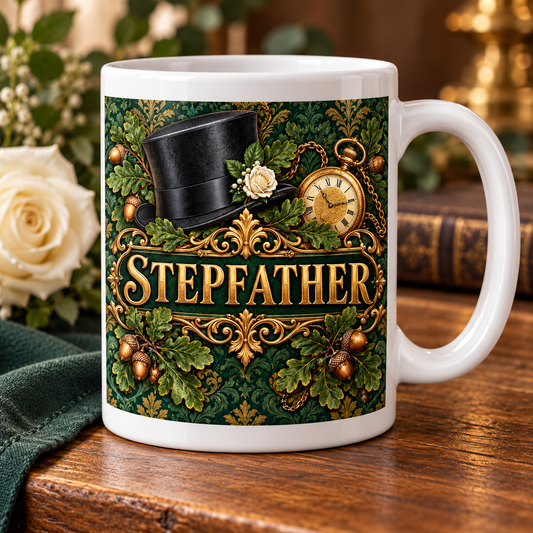 Stepfather — Oak and Gold Wedding Mug — front design