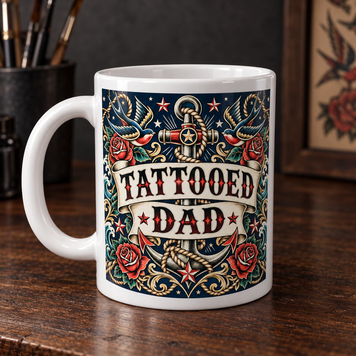 Tattooed Dad – Traditional Ink Mug — front design