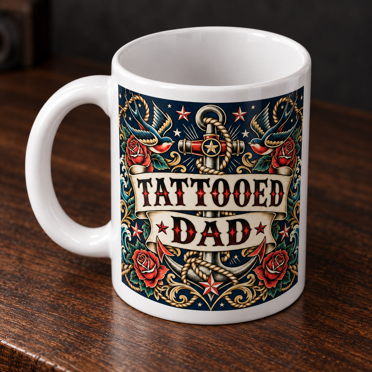 Tattooed Dad – Traditional Ink Mug — print detail