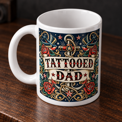Tattooed Dad – Traditional Ink Mug — print detail