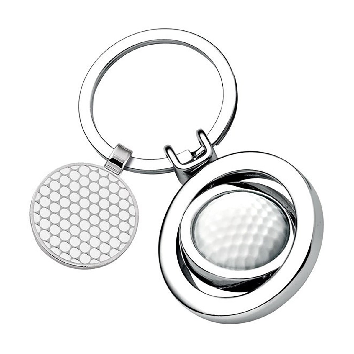 Personalised Spinning Golf Ball Keyring with Engravable Token