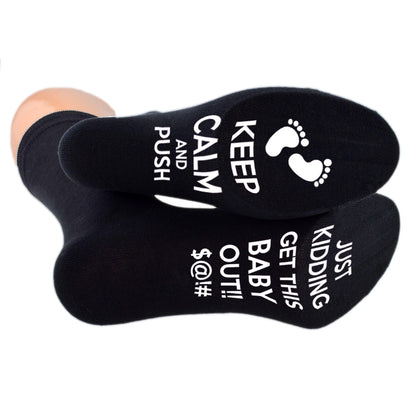 Maternity Socks Keep Calm And Push Just Get This Baby Out – Funny Comfortable Ladies Socks