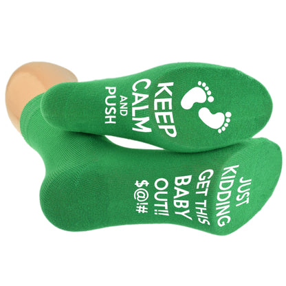 Maternity Socks Keep Calm And Push Just Get This Baby Out – Funny Comfortable Ladies Socks