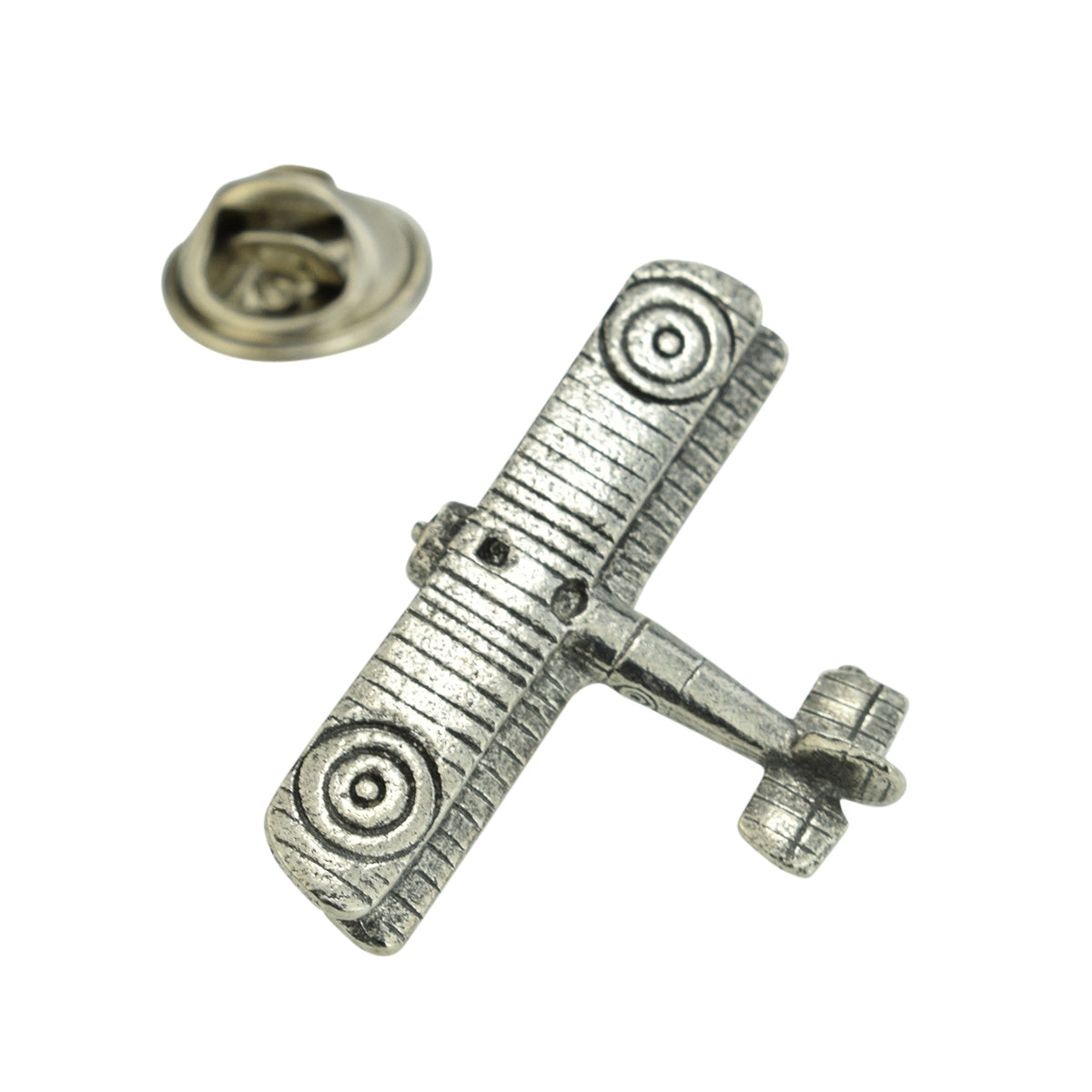 WW1 Biplane Aeroplane Pewter Lapel Pin Badge