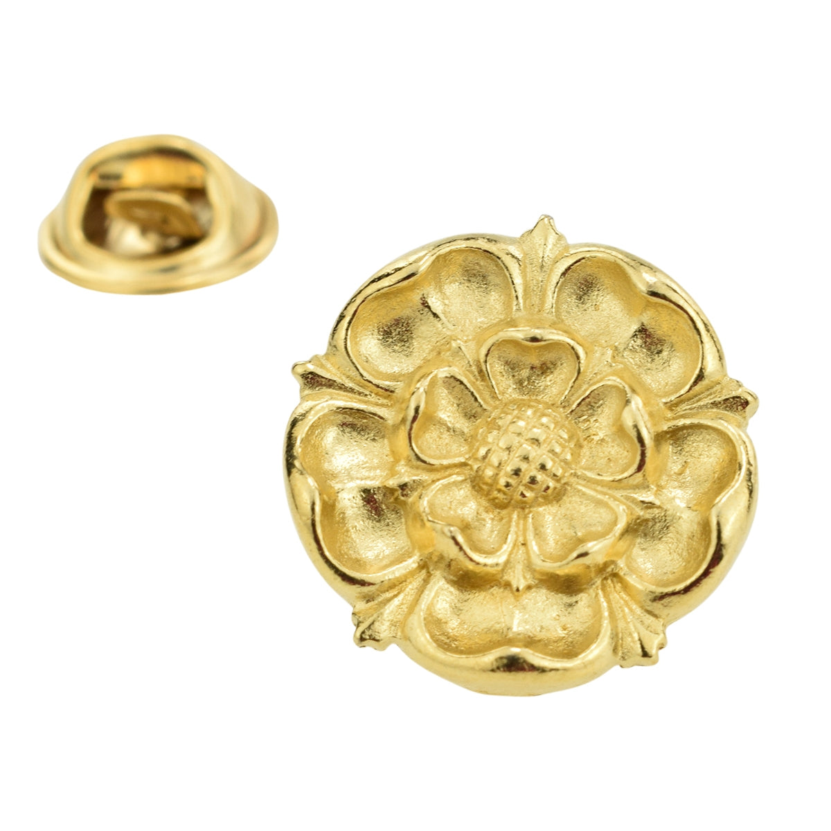 English Tudor Rose Gold plated Pewter Lapel Pin Badge