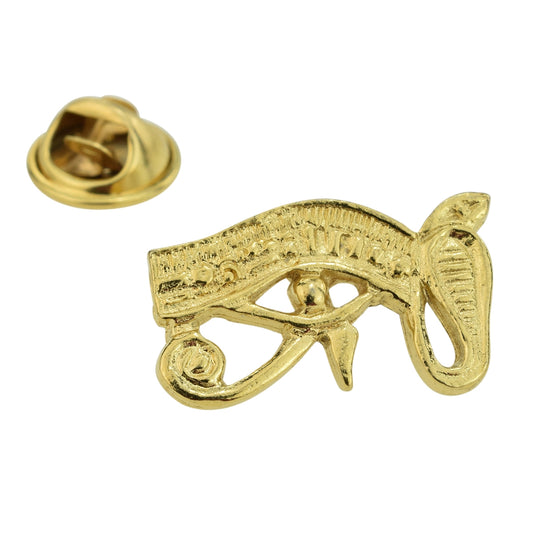 Egyptian Wadjet Eye Gilt Pewter Lapel Pin Badge