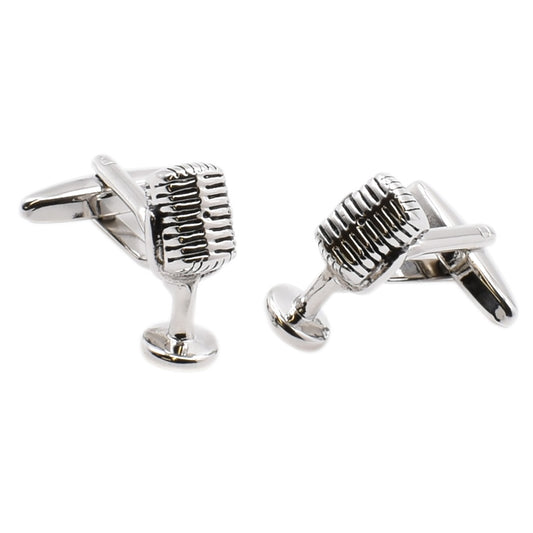 New Style Microphone Design Rhodium Plated Cufflinks | Ashton and Finch