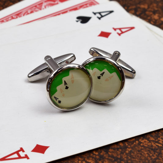 4 Aces Playing Cards Casino Gamblers  Cufflinks | Ashton and Finch
