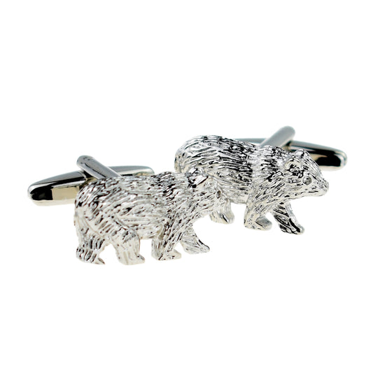 Rhodium Plated Bears Cufflinks | Ashton and Finch