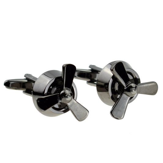 Gunmetal Propeller Aeroplane Cufflinks | Ashton and Finch