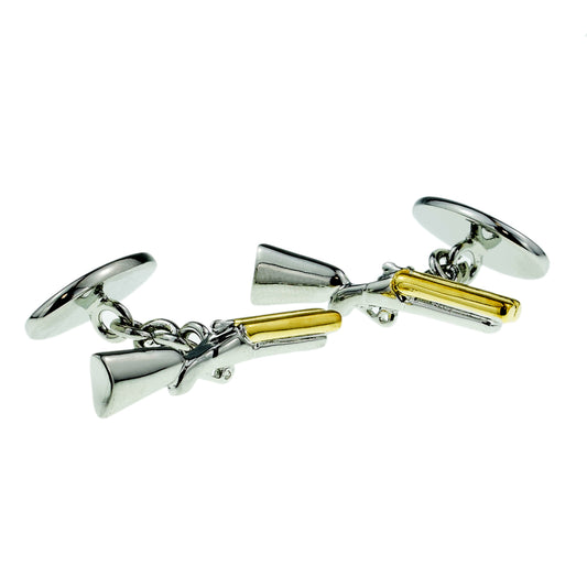 Double Ended Chain Style Two Tone Rifles Gun Shooting Cufflinks | Ashton and Finch