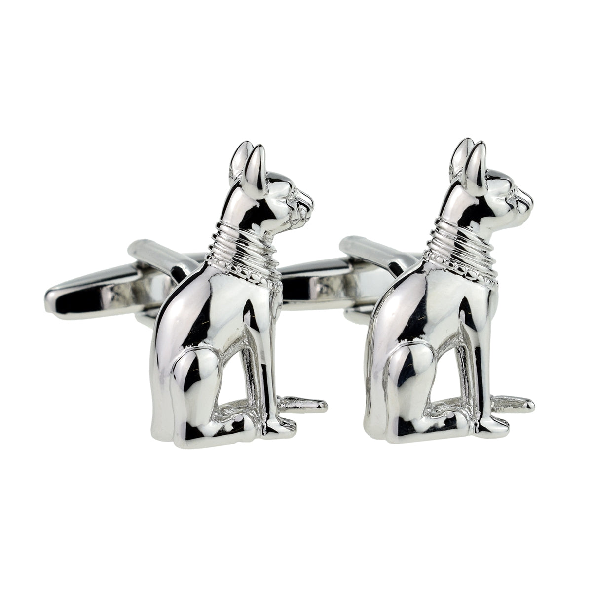 Rhodium Plated Egyptian Cat Design Cufflinks | Ashton and Finch