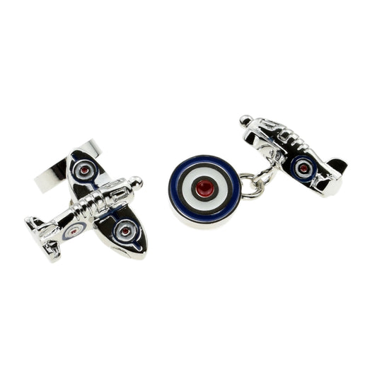 Spitfire & Roundel RAF War Aeroplane Chain Style Cufflinks | Ashton and Finch