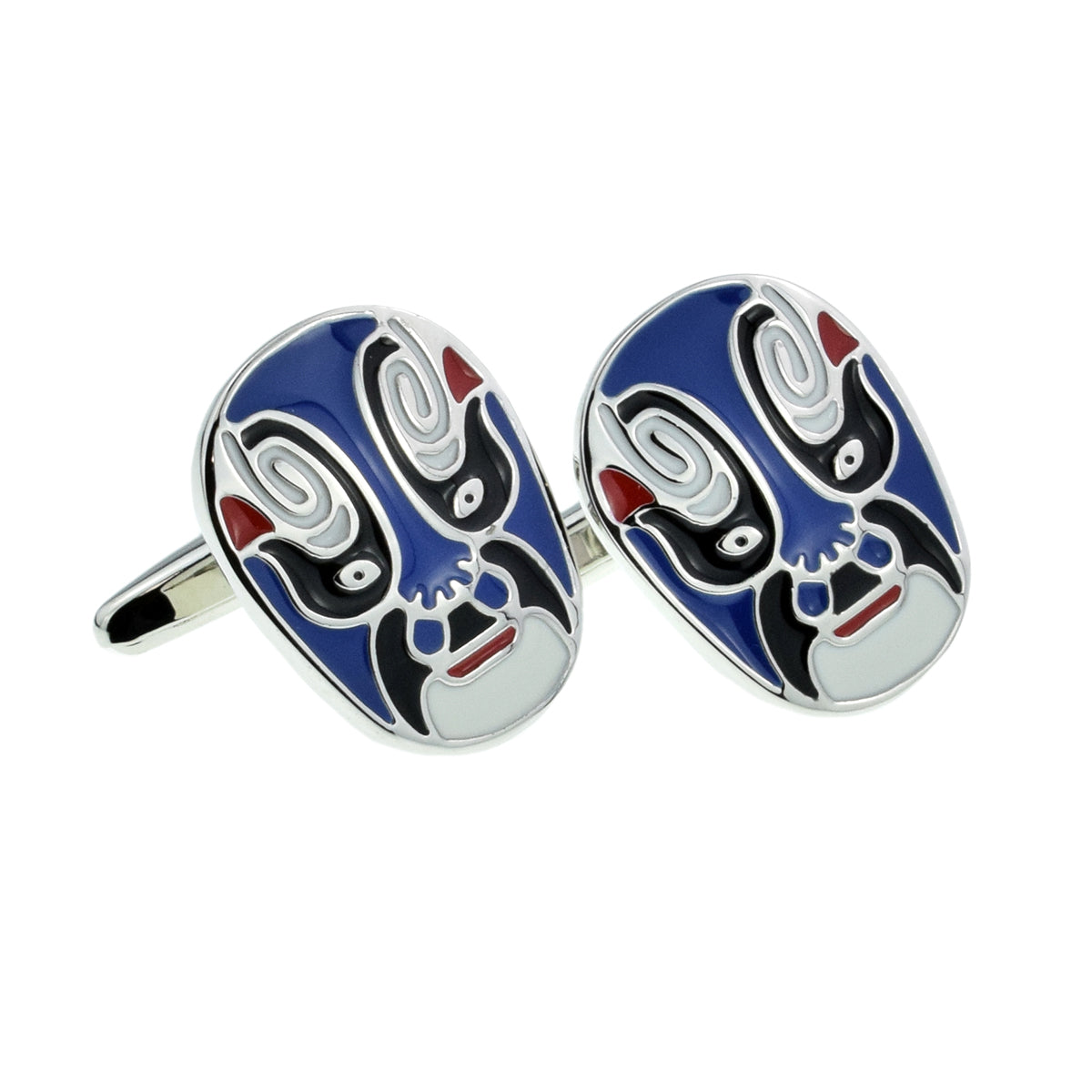 Peking Opera Drama Mask Blue Cufflinks | Ashton and Finch