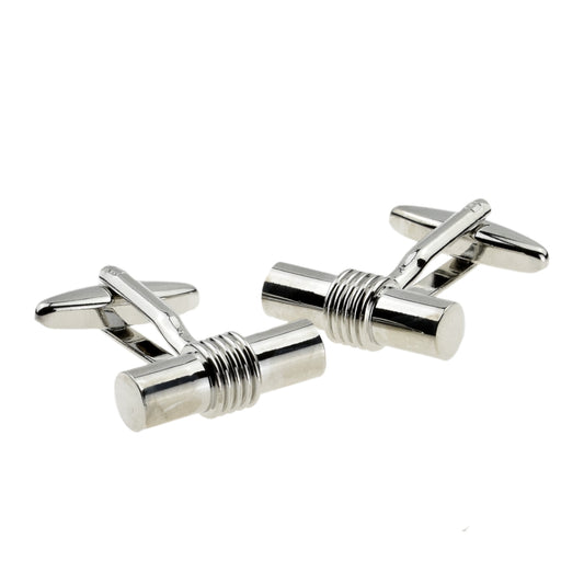Cylindrical Rhodium Plated Classic Cufflinks | Ashton and Finch