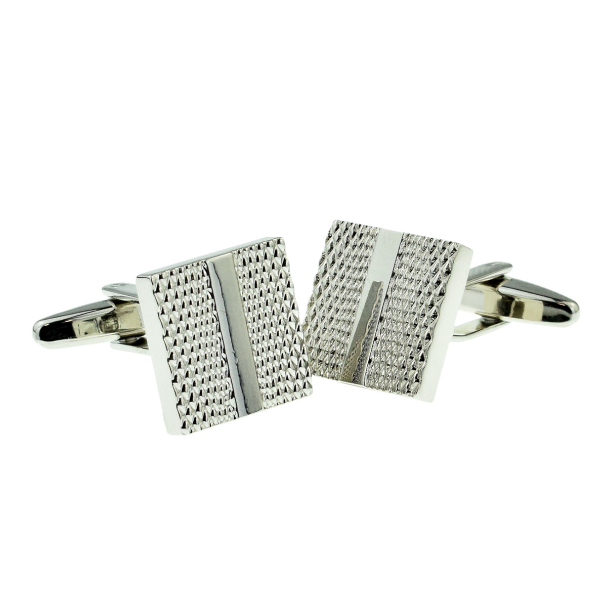 Square rhodium plated patterned classic Cufflinks | Ashton and Finch