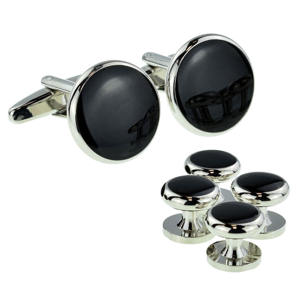 Black Cufflinks & 4 Button Stud Set for Evening Wear | Ashton and Finch