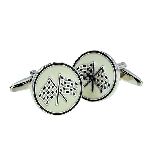 Grand Prix F1 Chequered Flag Enamelled Motor Racing Cufflinks | Ashton and Finch