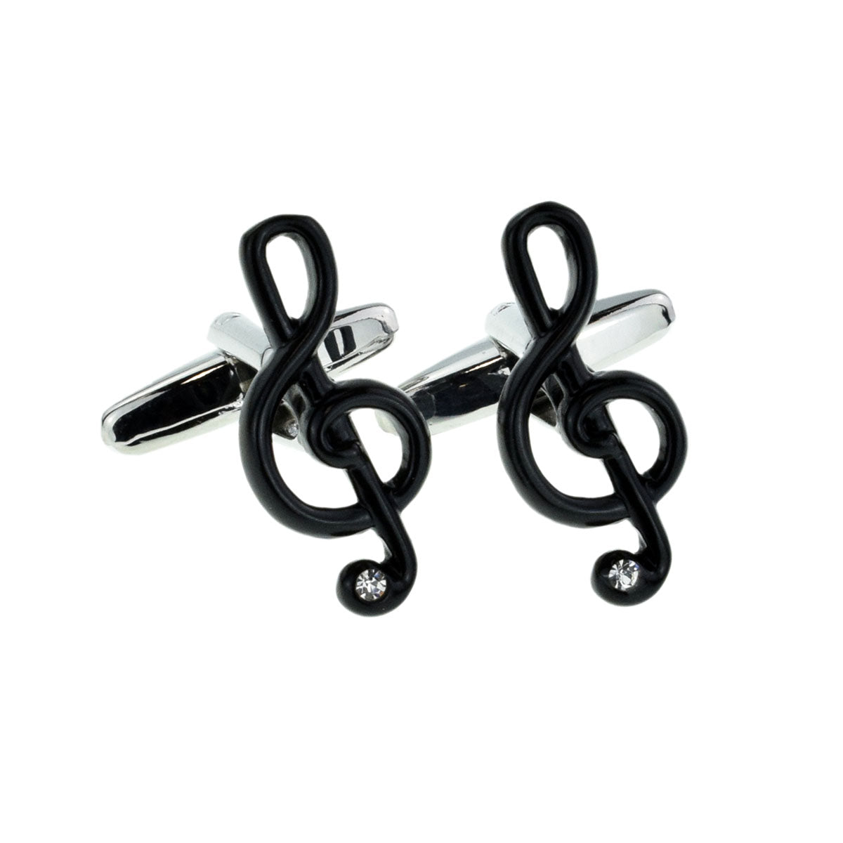 Black  Treble Clef Music Cufflinks with Crystal | Ashton and Finch
